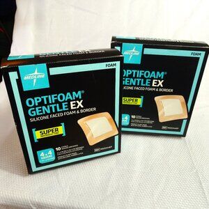 Lot-2 Medline Optifoam Gentle EX Foam Dressings 4X4 ~ MSCEX44EP ~ Sterile